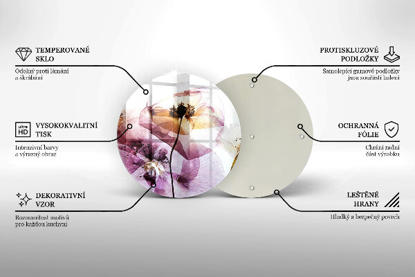 Glas Ceranfeldabdeckung Spritzschutz Zarte Blumen