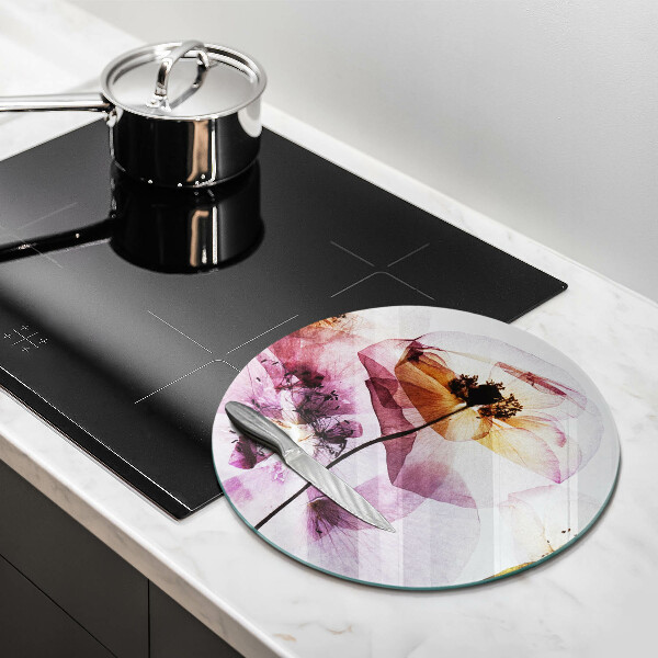 Glas Ceranfeldabdeckung Spritzschutz Zarte Blumen