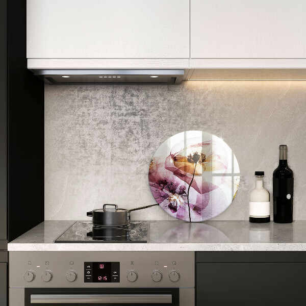Glas Ceranfeldabdeckung Spritzschutz Zarte Blumen