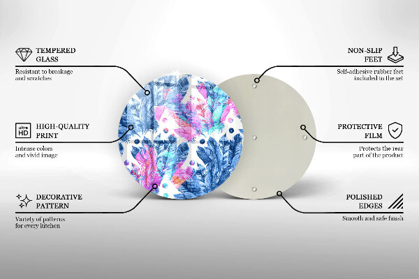 Glas Herdabdeckplatte Federn-Boho-Illustration