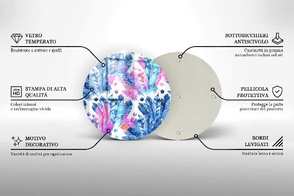 Glas Herdabdeckplatte Federn-Boho-Illustration