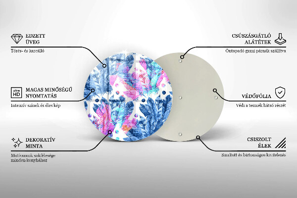 Glas Herdabdeckplatte Federn-Boho-Illustration