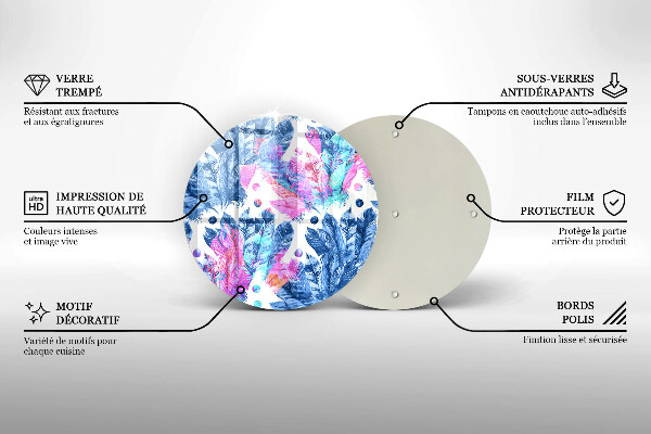 Glas Herdabdeckplatte Federn-Boho-Illustration