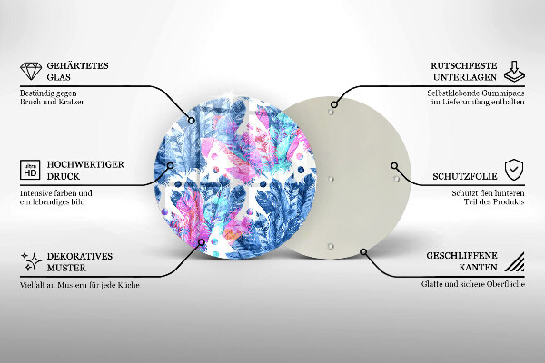 Glas Herdabdeckplatte Federn-Boho-Illustration