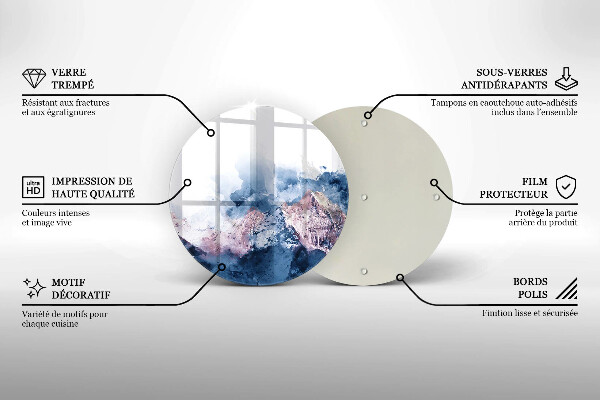 Glas Herdabdeckplatte Abstrakt bemalte Berge