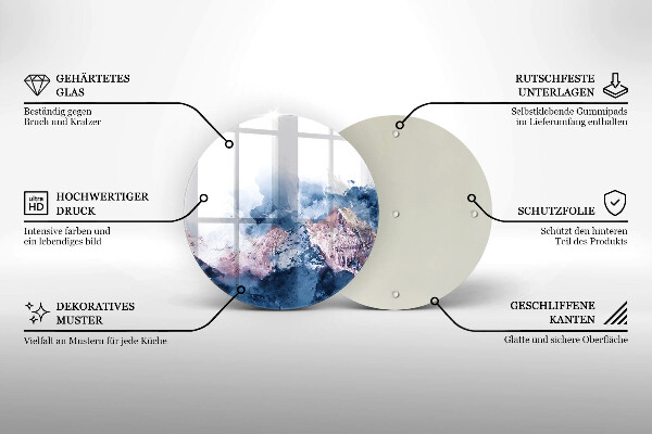 Glas Herdabdeckplatte Abstrakt bemalte Berge