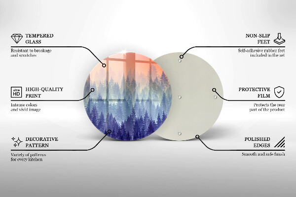 Glas Herdabdeckplatte Wald bei Sonnenuntergang