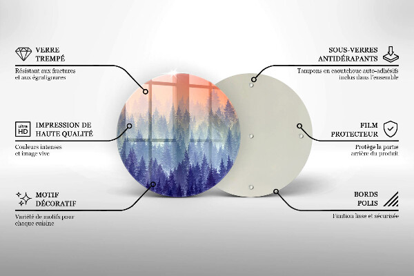 Glas Herdabdeckplatte Wald bei Sonnenuntergang