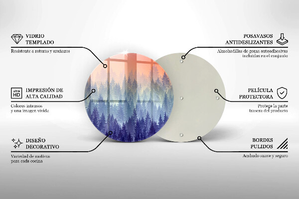 Glas Herdabdeckplatte Wald bei Sonnenuntergang