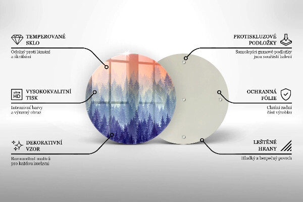 Glas Herdabdeckplatte Wald bei Sonnenuntergang