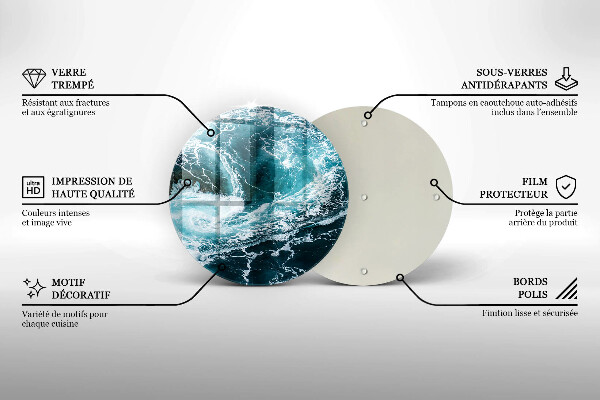 Glas Herdabdeckplatte Schäumende Wasserwellen