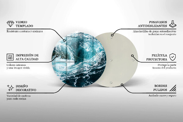 Glas Herdabdeckplatte Schäumende Wasserwellen