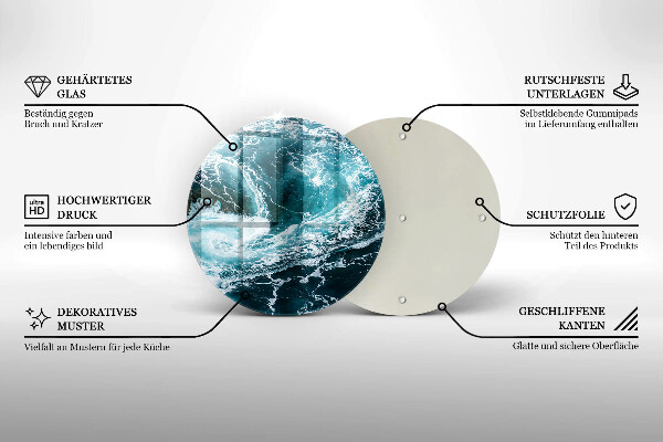 Glas Herdabdeckplatte Schäumende Wasserwellen