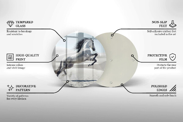 Glas Herdabdeckplatte Weißes Pferdeross
