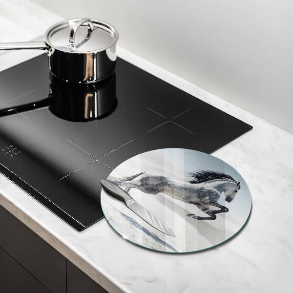 Glas Herdabdeckplatte Weißes Pferdeross