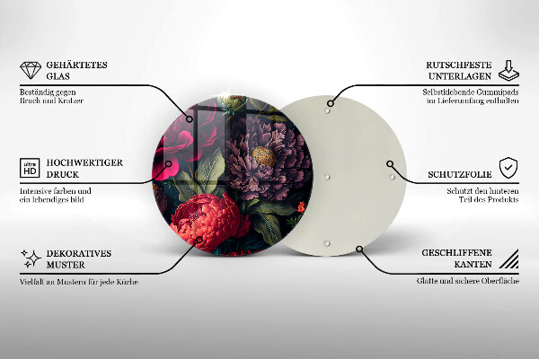 Glas Herdabdeckplatte Schöne Blumen