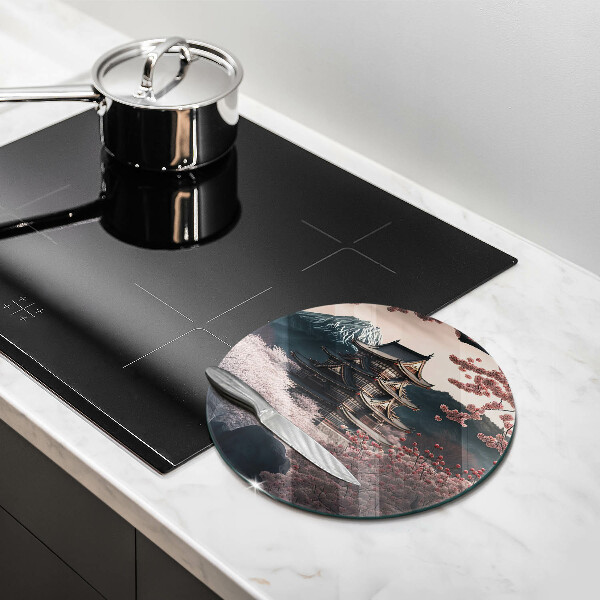 Glas Herdabdeckplatte Japanische Baulandschaft