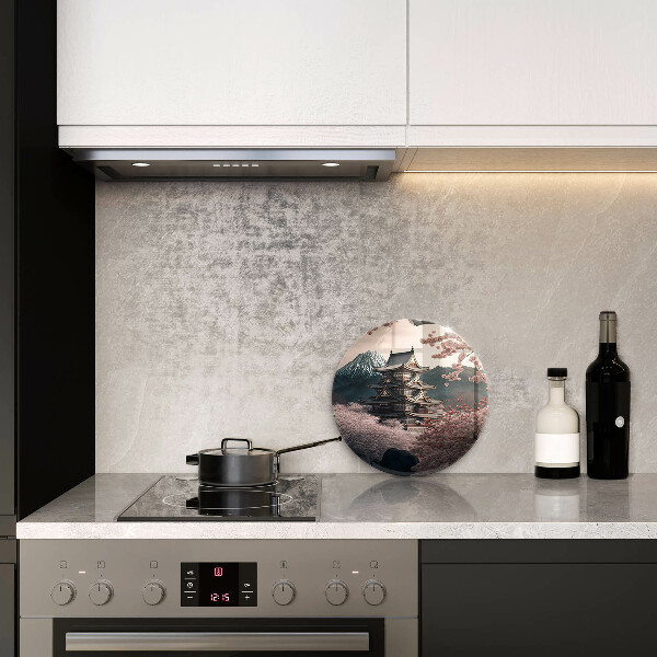 Glas Herdabdeckplatte Japanische Baulandschaft