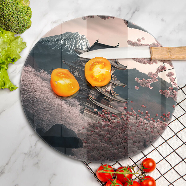 Glas Herdabdeckplatte Japanische Baulandschaft