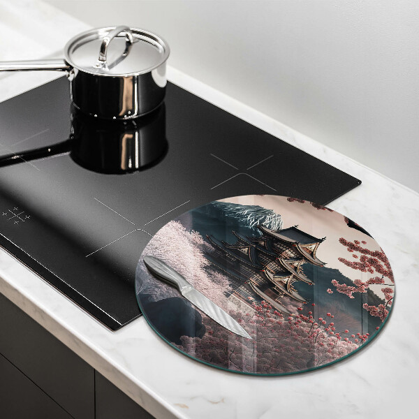 Glas Herdabdeckplatte Japanische Baulandschaft