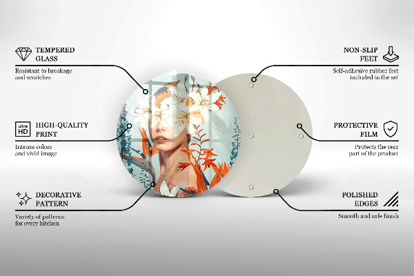 Glas Ceranfeldabdeckung Spritzschutz Frau in Blumen