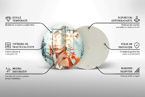 Glas Ceranfeldabdeckung Spritzschutz Frau in Blumen