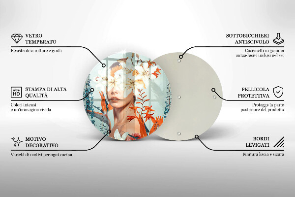 Glas Ceranfeldabdeckung Spritzschutz Frau in Blumen