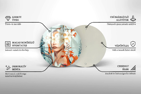 Glas Ceranfeldabdeckung Spritzschutz Frau in Blumen