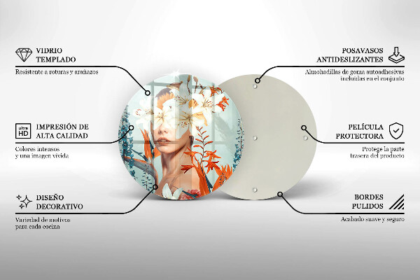 Glas Ceranfeldabdeckung Spritzschutz Frau in Blumen