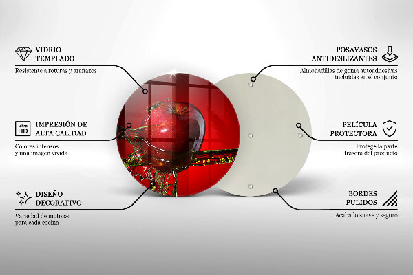 Glas Herdabdeckplatte Apfelfrucht im Wasser