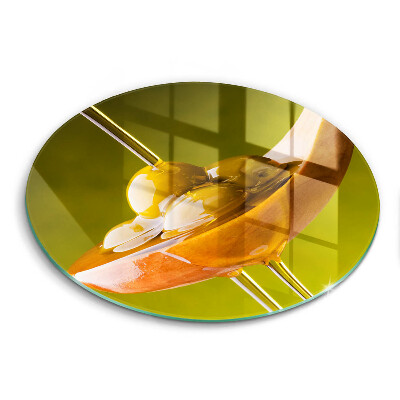 Glas Herdabdeckplatte Olivenöl und Oliven
