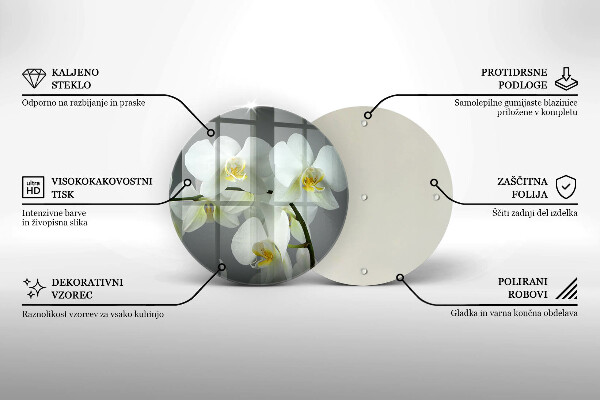 Glas Herdabdeckplatte Weiße Orchideenblüten