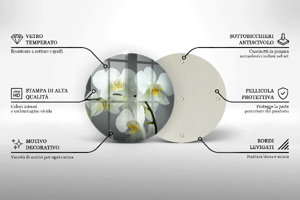 Glas Herdabdeckplatte Weiße Orchideenblüten