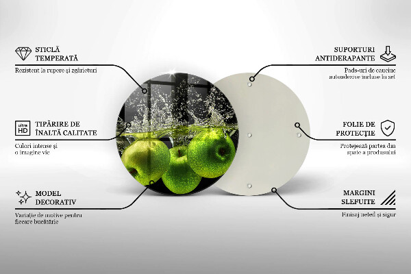 Glas Ceranfeldabdeckung Grüne Äpfel und Wasser
