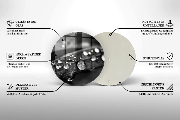 Glas Ceranfeldabdeckung Spritzschutz Tautropfen auf den Blättern