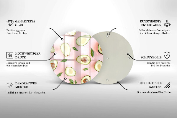 Glas Ceranfeldabdeckung Spritzschutz Avocado-Muster