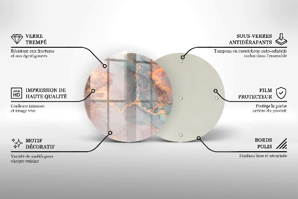 Glas Ceranfeldabdeckung Spritzschutz Marmor mit Gold