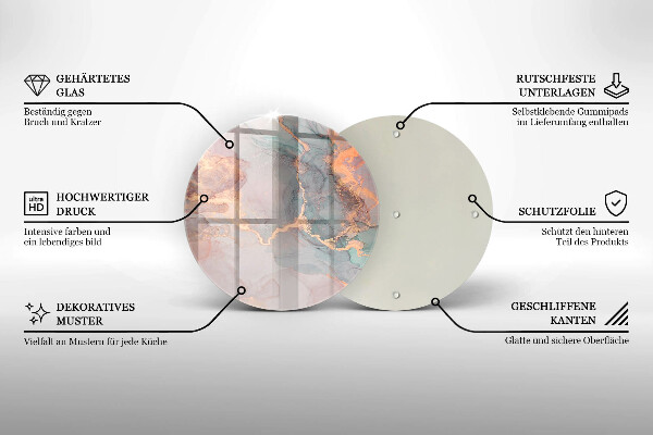 Glas Ceranfeldabdeckung Spritzschutz Marmor mit Gold