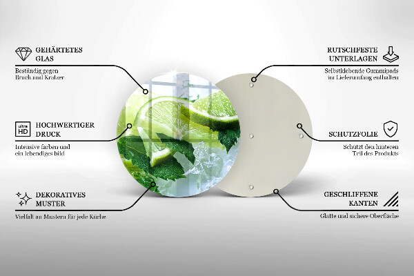 Glas Ceranfeldabdeckung Spritzschutz Limette Minze und Eis