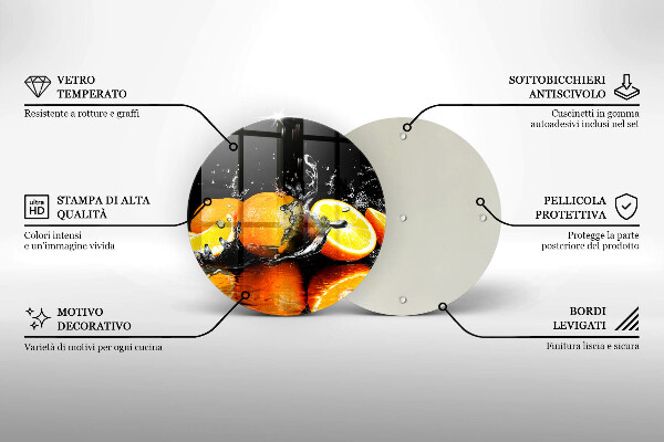 Glas Ceranfeldabdeckung Spritzschutz Saftige Orangenfrucht