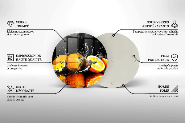Glas Ceranfeldabdeckung Spritzschutz Saftige Orangenfrucht
