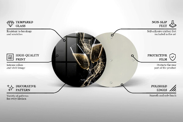 Glas Ceranfeldabdeckung Spritzschutz Gläser Champagner