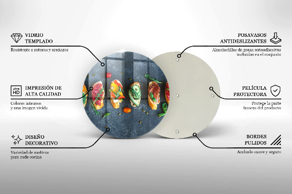 Glas Herdabdeckplatte Bunte Sandwiches