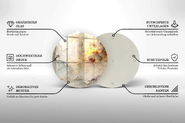 Glas Herdabdeckplatte Marmorstruktur mit Gold