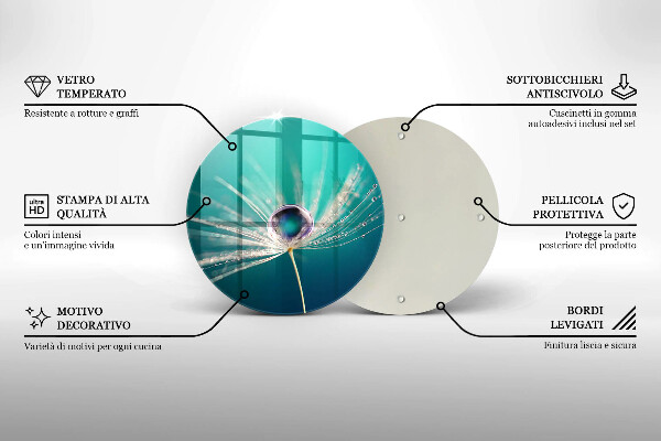Glas Herdabdeckplatte Tau auf einem Löwenzahn