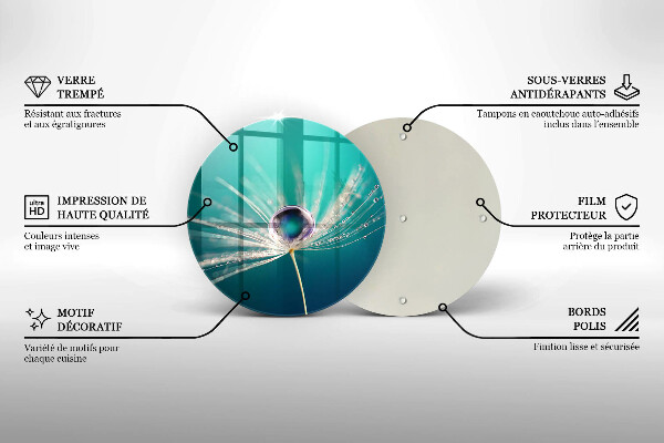 Glas Herdabdeckplatte Tau auf einem Löwenzahn