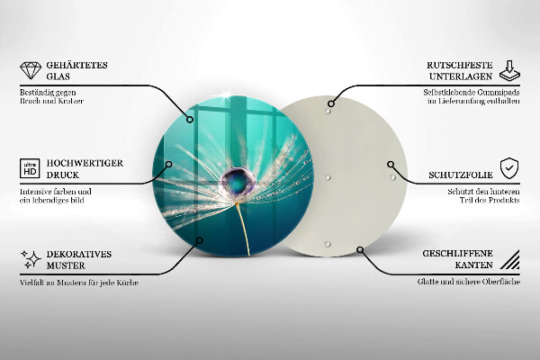 Glas Herdabdeckplatte Tau auf einem Löwenzahn