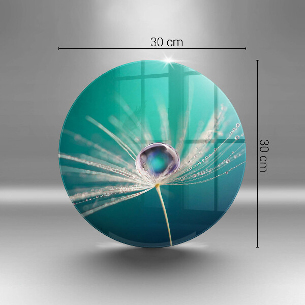 Glas Herdabdeckplatte Tau auf einem Löwenzahn