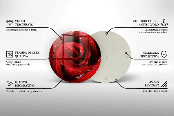 Glas Herdabdeckplatte Rosenblütenblätter