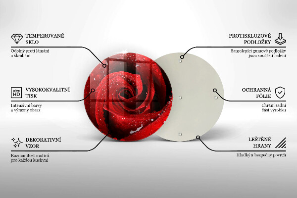 Glas Herdabdeckplatte Rosenblütenblätter